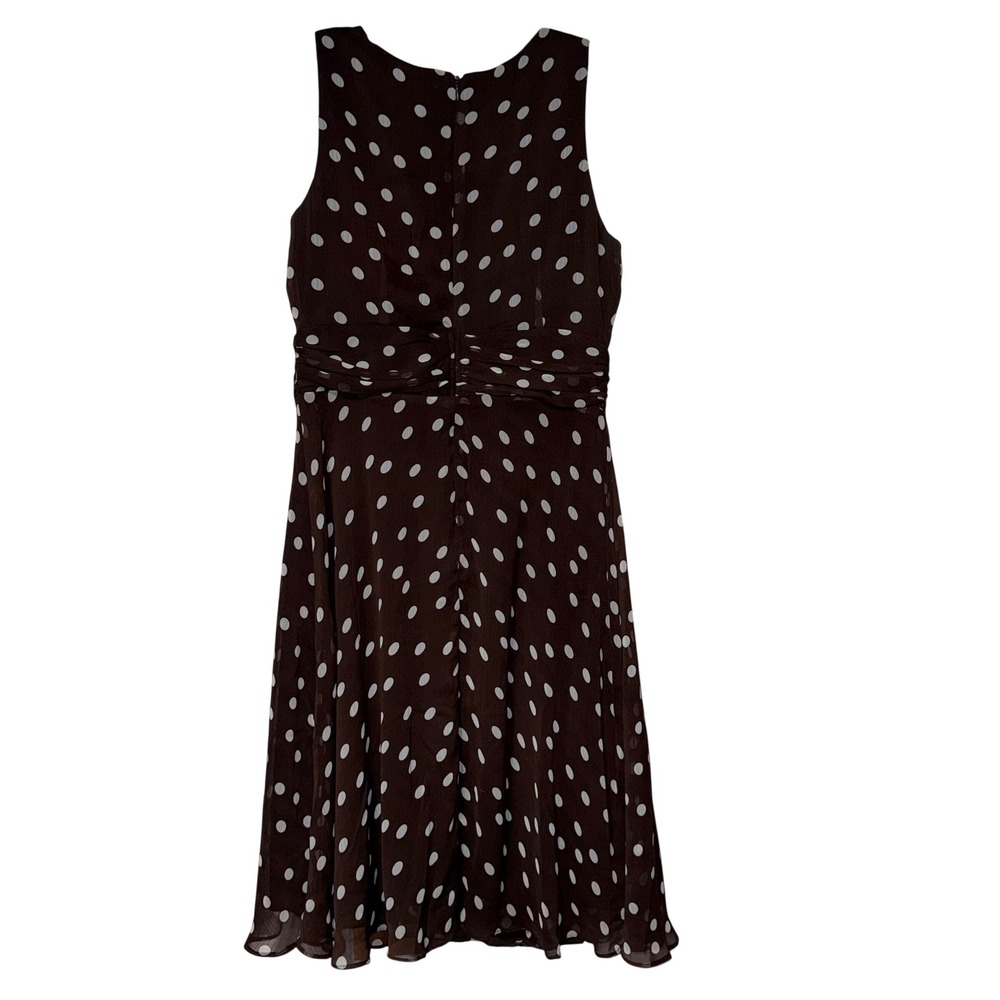 MSK Vintage Y2K Polka Dot Dress Womens 10 Brown Polyester